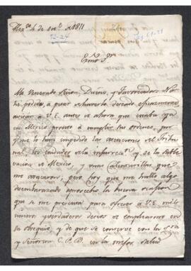 Carta de Antonio Columna a Francisco de Saavedra, advirtiendo del movimiento insurgente en Máxico