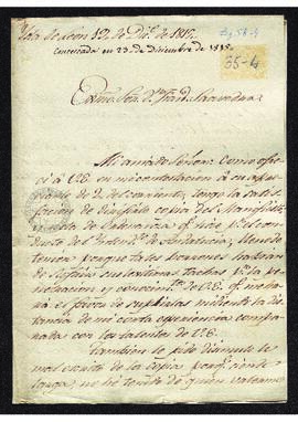 Carta de Francisco Delgado a Francisco de Saavedra, en la que le informa del envío del manifiesto...