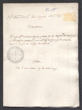 Real Orden de José de Gálvez al intendente de Caracas, Francisco de Saavedra, aprobando el desemb...