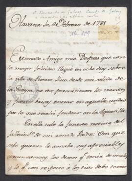 Carta particular de Bernardo de Gálvez a Francisco Saavedra, sobre asuntos particulares