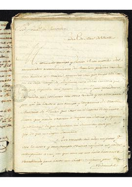 Carta de Bernardo Lizaur a Francisco de Saavedra, comentando los acontecimientos de Aranjuez