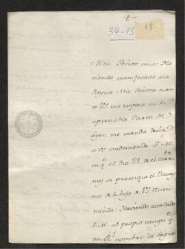 Carta de la marquesa de San Juan a Francisco de Saavedra, relativa al apadrinamiento de una hija ...