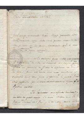Carta de Francisco de Saavedra a un destinatario anónimo sobre la expedición a Argel