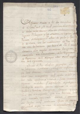 Notificación del marqués de Castejón a los comandantes de los departamentos y escuadras sobre las...