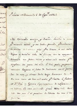 Carta de Francisco de Saavedra a Miguel López, solicitándole dinero