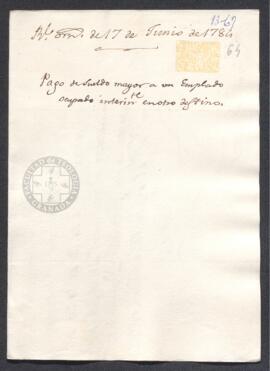 Real Orden de José de Gálvez al intendente de Caracas, Francisco de Saavedra, sobre el sueldo del...