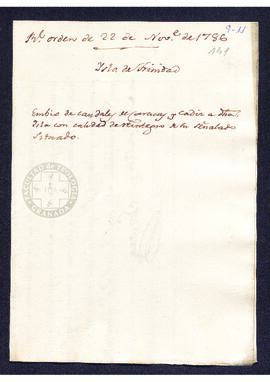 Real Orden de José de Gálvez al intendente de Caracas, Francisco Saavedra, sobre el envío de caud...