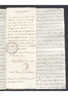 Carta reservada de Joaquín Gutiérrez de los Ríos a Francisco de Saavedra, ofreciéndole un préstam...