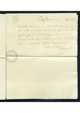 Oficio del conde de la Rohde a Francisco de Saavedra sobre la recepción de una carta del Rey de P...