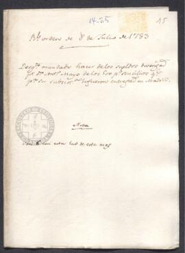 Real Orden de José de Gálvez al intendente de Caracas, Francisco de Saavedra, exigiendo la entreg...