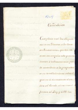 Oficio de Manuel Sixto Espinosa a Francisco de Saavedra, sobre la Caja de Amortización