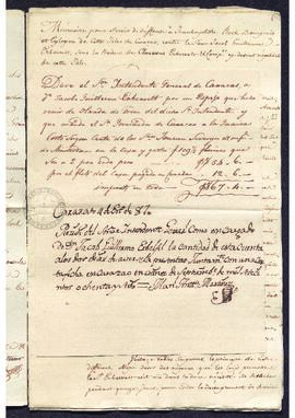 Carta de Juan Bautista Roch al intendente de Casacas, sobre un pleito planteado por él ante el Co...