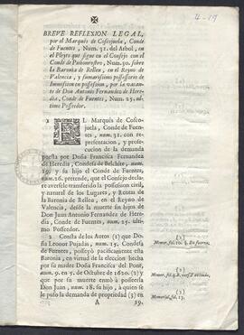 Pleito del marqués de Coscojuela, con el conde de Puñonrostro. Sobre la baronía de Relleu