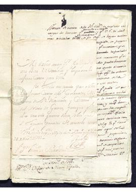 Carta de Pedro Antonio de Cossío a Francisco de Saavedra, referente a la comisión de Francisco de...