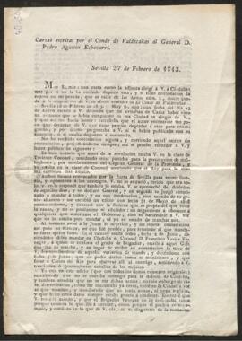 Carta escrita por el Conde de Valdecañas al general Pedro Agustín Echevarri