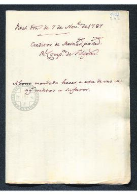 Real Orden de Antonio Valdés al intendente de Caracas, Francisco Saavedra, autorizando el abono d...