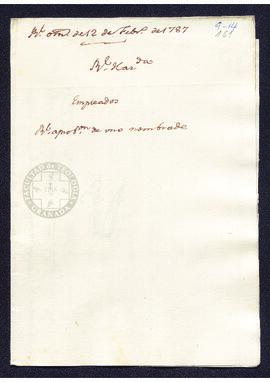 Real Orden de José de Gálvez al intendente de Caracas, Francisco Saavedra, por la que se nombra s...