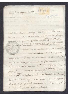 Carta de Francisco de Saavedra al capitán general de la provincia de Venezuela, felicitándole por...