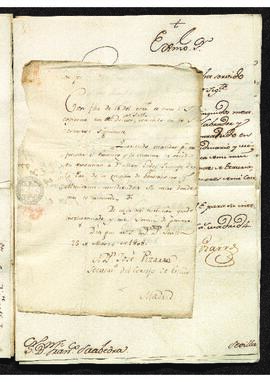 Real Decreto remitido por José Pizarro a Francisco de Saavedra, informando del retiro y relevo de...