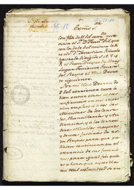 Oficio de José Pizarro a Francisco de Saavedra, informando de la abdicación de fernando VII en su...