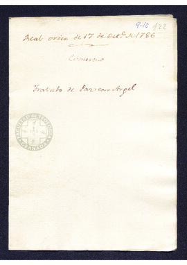 Real Orden de José de Gálvez al intendente de Caracas, Francisco Saavedra, sobre la firma de un t...