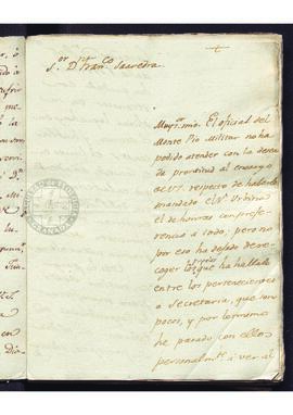 Carta particular de José de Barbachano a Francisco de Saavedra, sobre asuntos relativos al montep...