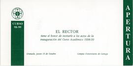 Invitación a la inauguración del curso 1998-99