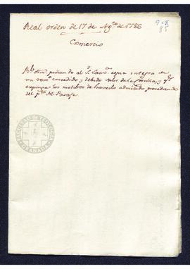 Real Orden de José de Gálvez al intendente de Caracas, Francisco Saavedra, solicitando informació...