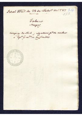 Real Orden de José de Gálvez al intendente de Caracas, Francisco Saavedra, sobre la compra de añi...