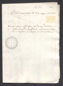 Real Orden de José de Gálvez al intendente de Caracas, Francisco de Saavedra, arbitrando el tipo ...