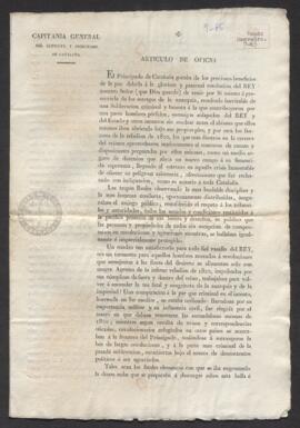 Artículo de oficio del conde de España, capitán general del Ejército del principado de Cataluña, ...