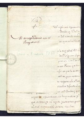 Oficio de remitente desconocido (firma ilegible) a Francisco de Saavedra, sobre avituallamiento d...