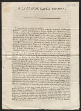 Proclama de Mariano Tamariz a la nación española con motivo del regreso de Fernando VII