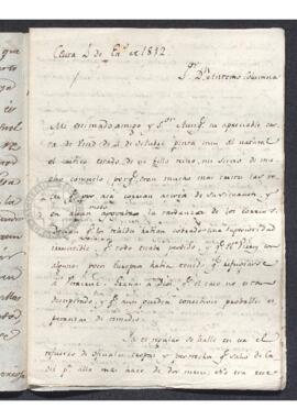 Carta de  Francisco de Saavedra a Antonio Columna, con noticias de la guerra de la Independencia