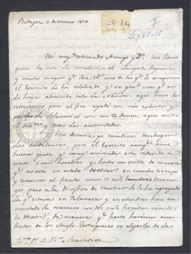 Carta del marqués de la Romana a Francisco de Saavedra dándole cuenta de la situación del Ejército