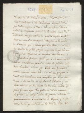Carta de Francisco de Saavedra al general Francisco Ballesteros, con noticias de Ceuta