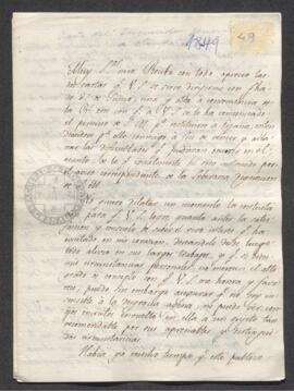 Carta del inquisidor general a Pablo de Olavide , en la que contesta afirmativamente a su solicit...
