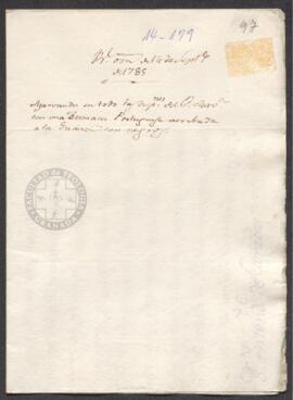 Real Orden de José de Gálvez al intendente de Caracas, Francisco de Saavedra, aprobando la venta ...