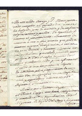 Carta particular de Bernardo Iriarte a Francisco de Saavedra, sobre la creación de la Caja de Amo...
