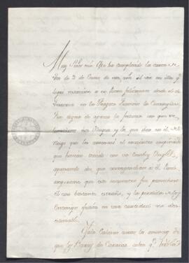 Carta de remitente desconocido (firma ilegible) a Francisco de Saavedra, informando de la reunión...