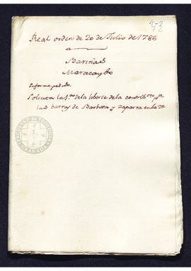 Real Orden de José de Gálvez al intendente de Caracas, Francisco Saavedra, remitiendo una copia d...