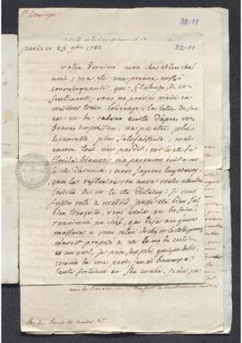 Carta del Caballero De Monteil a Francisco de Saavedra, informándole de las conversaciones manten...