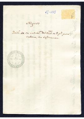 Real Orden de José de Gálvez al intendente de Caracas, Francisco de Saavedra, concediendo una reb...