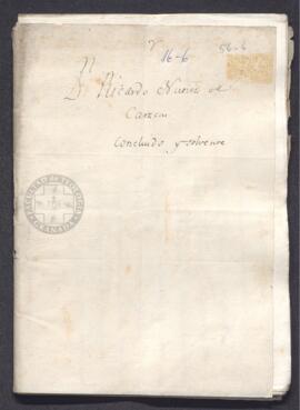 Cartas cruzadas para la devolución de 10.000 reales de vellón propiedad de Ricardo Núñez y que ob...