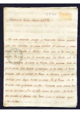 Carta particular de Manuel Sixto Espinosa a Francisco de Saavedra, sobre diversos asuntos relacio...