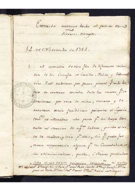 Índice y extracto de la documentación generada entre 1754 y 1773 por el conflicto de jurisdiccion...