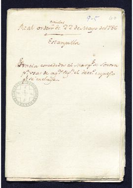 Real Orden de José de Gálvez al intendente de Caracas, Francisco Saavedra, avisando del envío de ...
