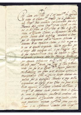 Oficio de José de Gálvez a Cipriano Miguel de Andújar, detallando los descuentos en los sueldos d...
