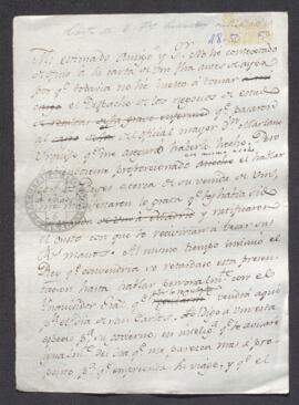 Carta de Francisco de Saavedra a Pablo Olavide, sobre su regreso a España