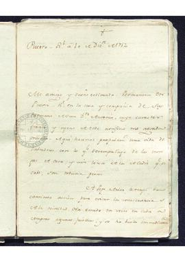 Carta particular de Francisco de Saavedra a Miguel de Gálvez